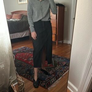 Midi/long black denim skirt with slit NWOT